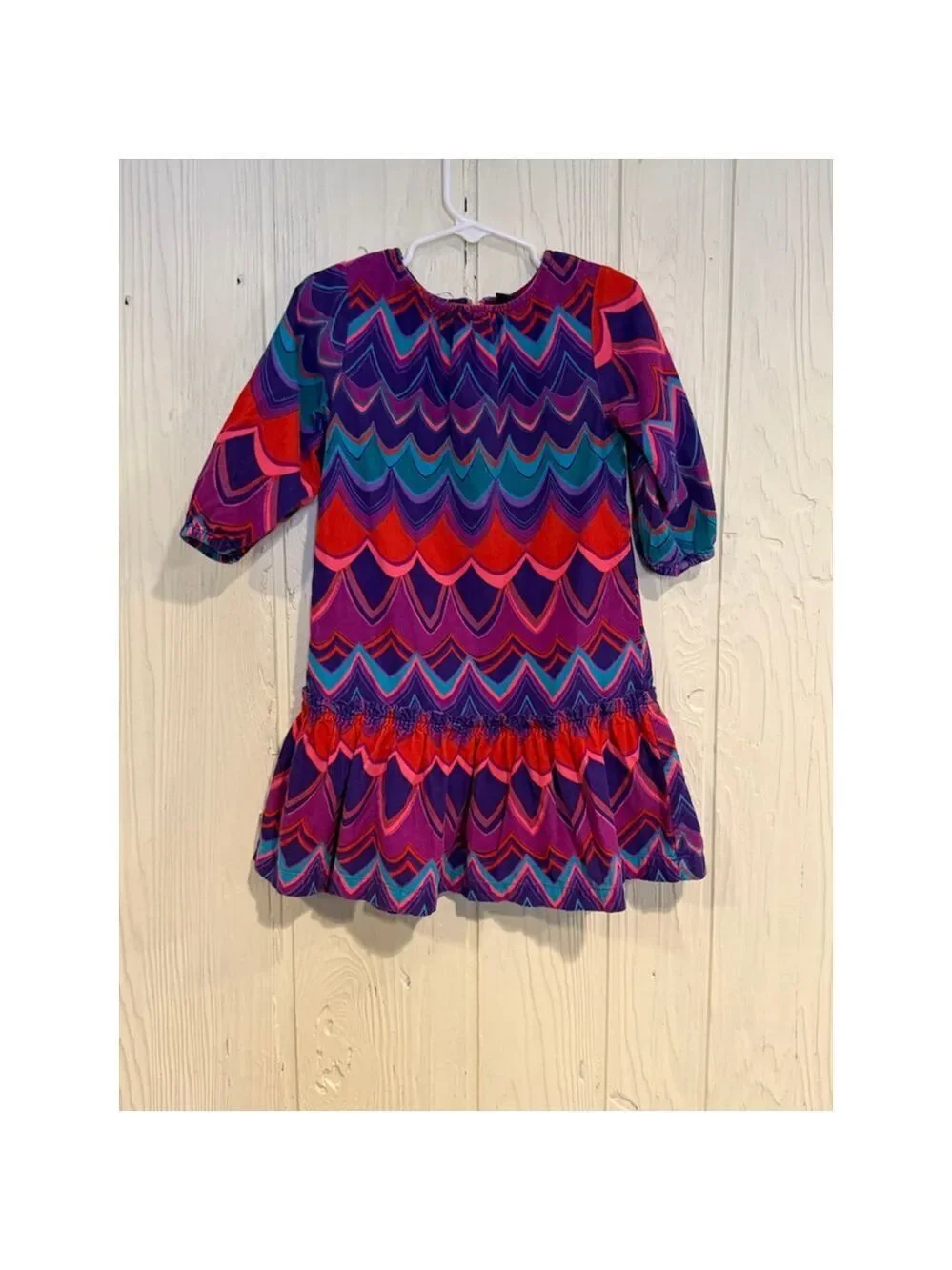babyGap Girls Casual Dress 4T Purple Red Teal Scallop